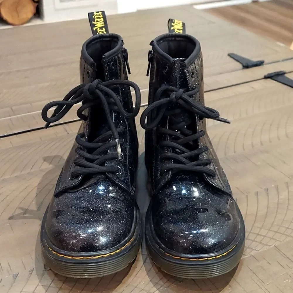 Dr. Martens Black Glitter 1460 Moto Boots Sz 4